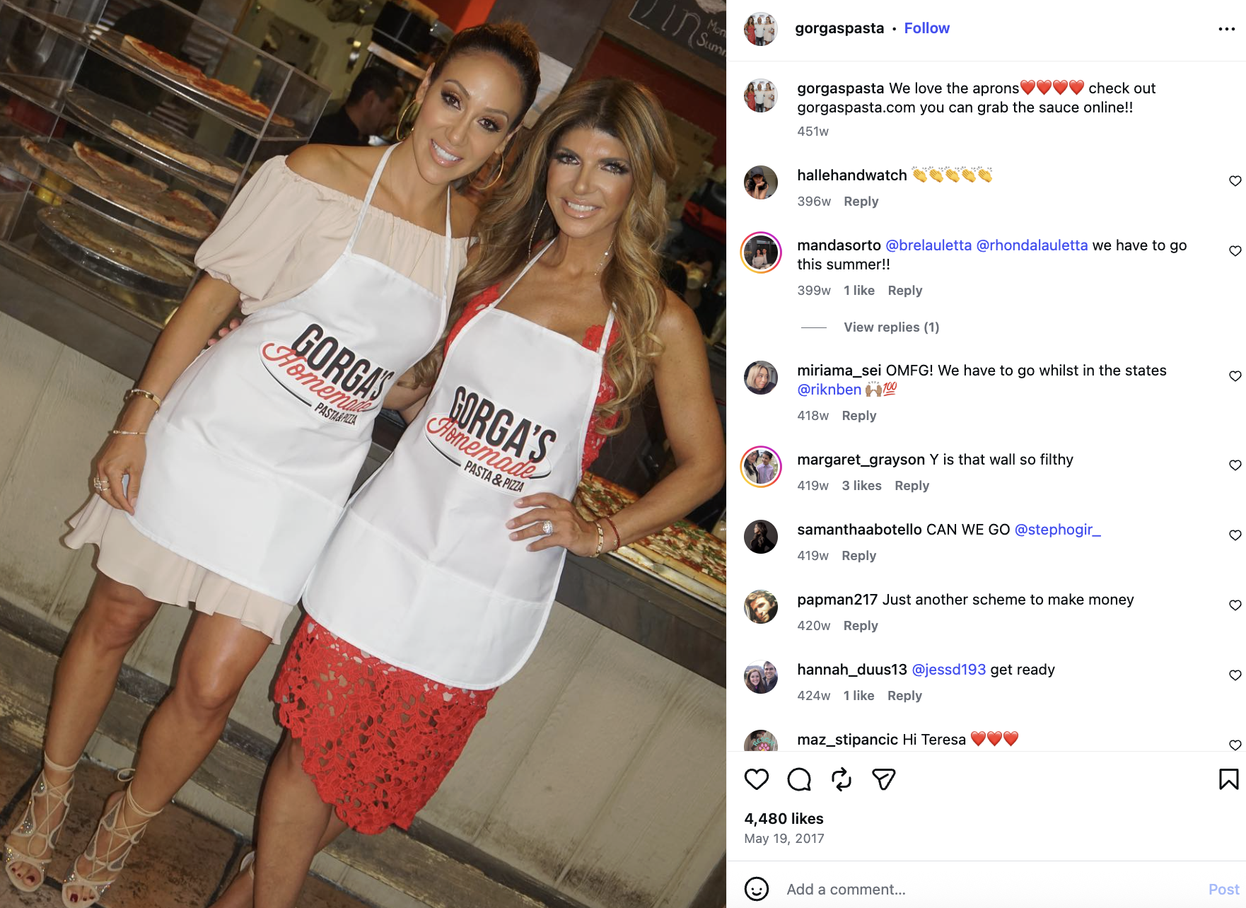 teresa giudice melissa gorga pizza restaurant