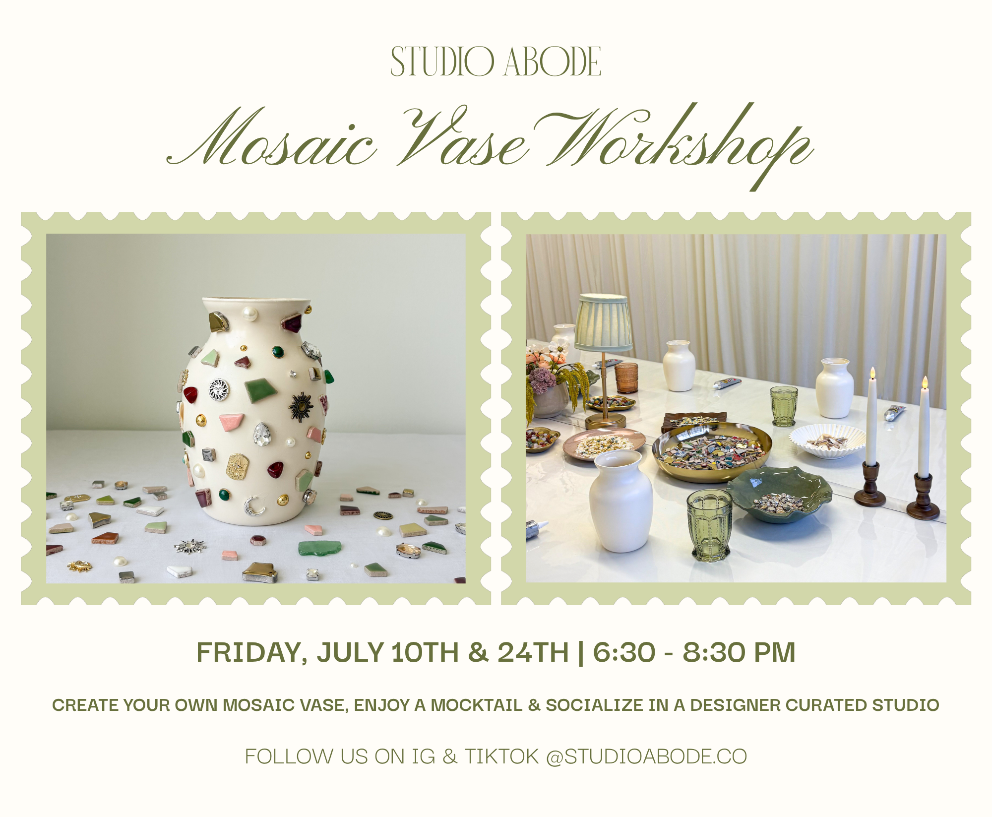 Mosaic Vase Workshop at Studio Abode