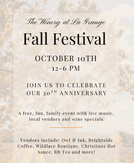Fall Festival and 20th Anniversary at Winery at La Grange in Haymarket