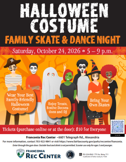 Halloween Costume Party: Family Skate and Dance Night at Franconia Rec Center in Alexandria