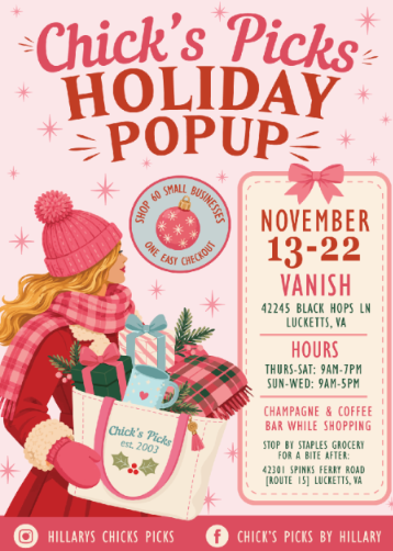 Chick’s Picks Holiday Pop Up at Vanish Farmwoods Brewery in Leesburg