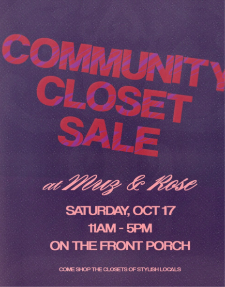 Community Closet Sale at Muz + Rose in Leesburg