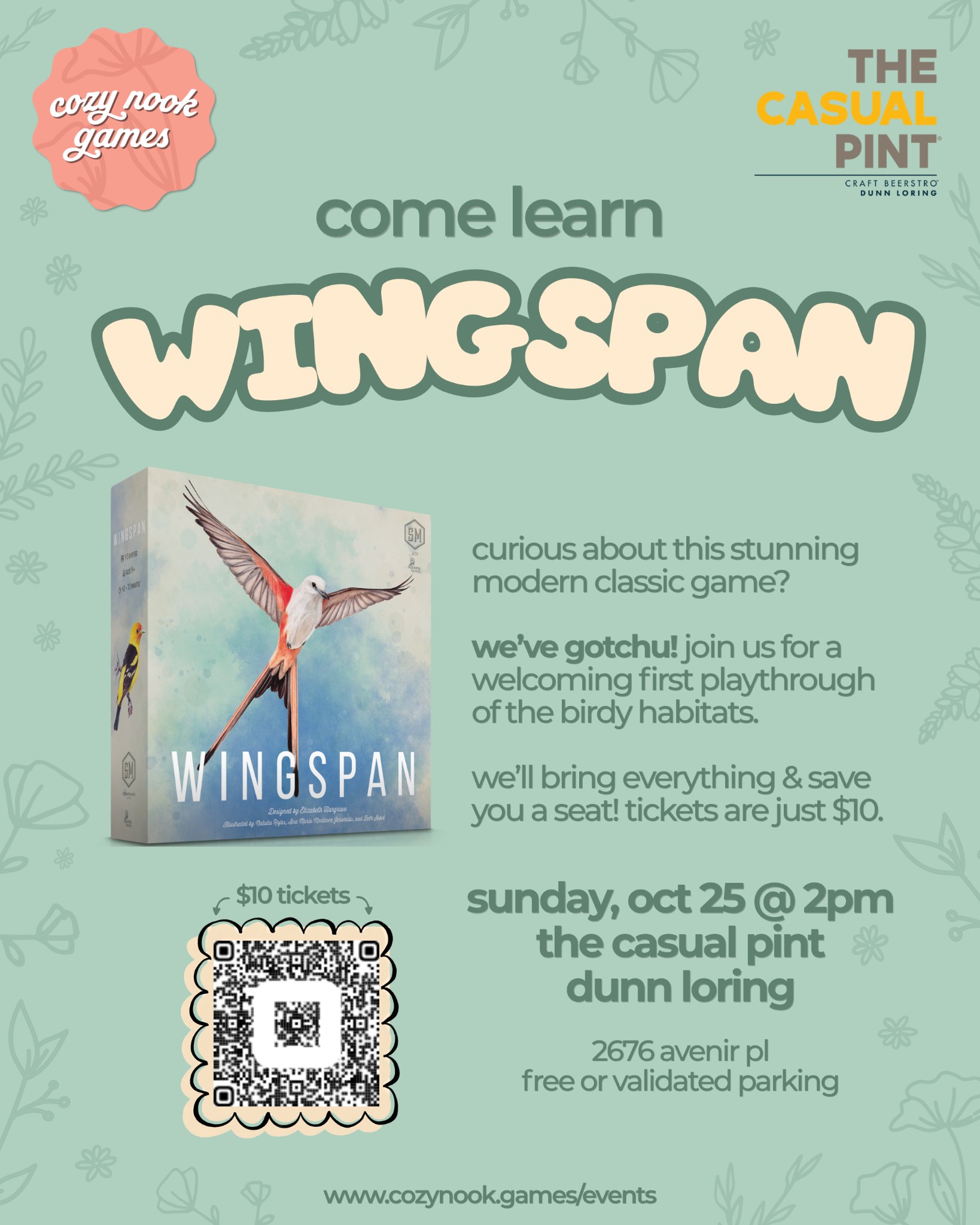 Come Learn Wingspan at The Casual Pint Dunn Loring