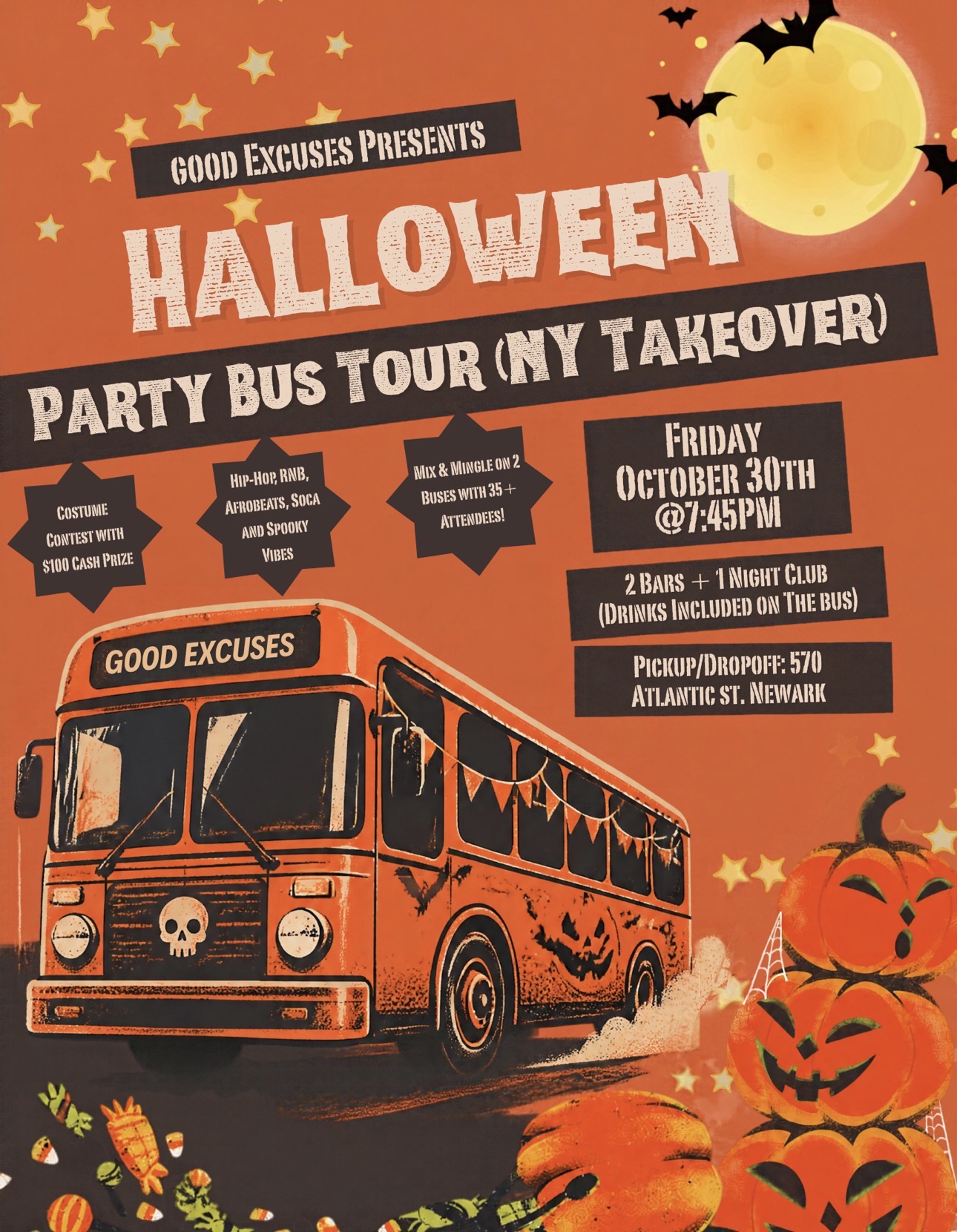 Good Excuses – Halloween Party Bus Tour (NY Takeover)