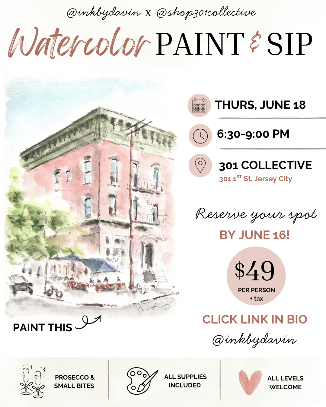 Jersey City Watercolor Paint & Sip