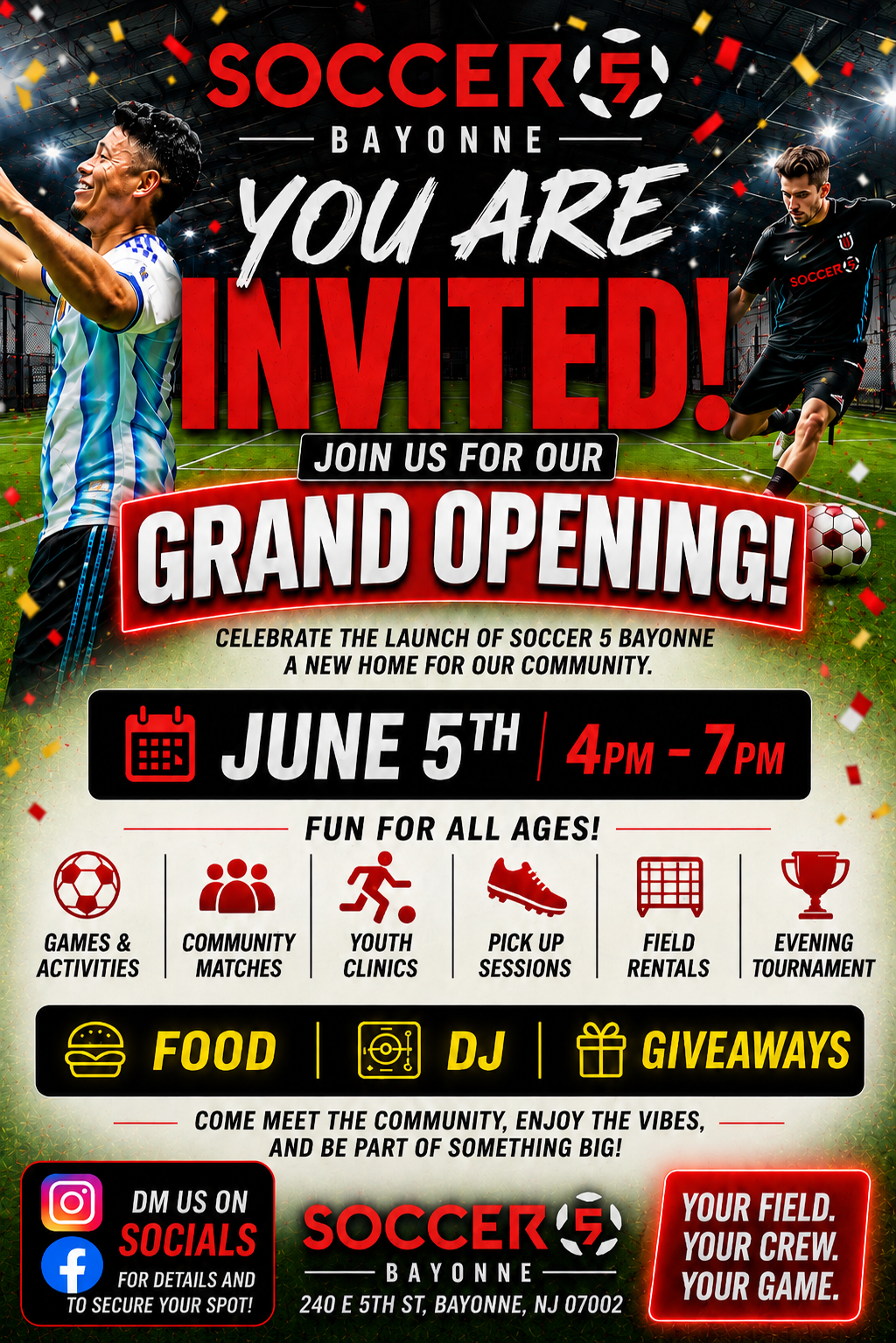 Soccer 5 Bayonne Grand Opening