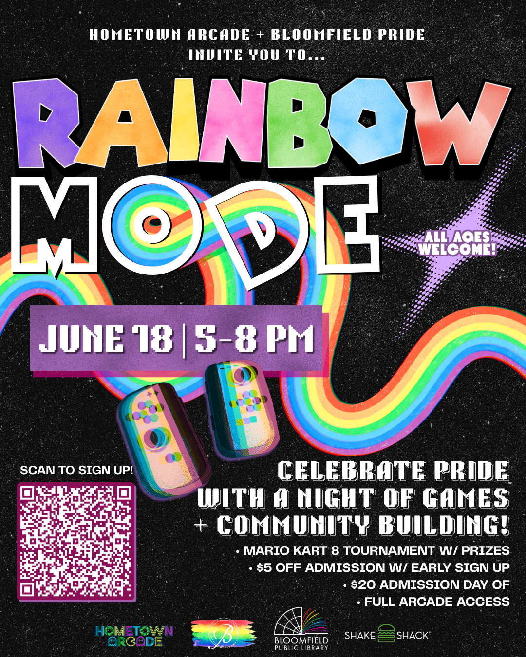 Rainbow Mode with Bloomfield Pride + Hometown Arcade