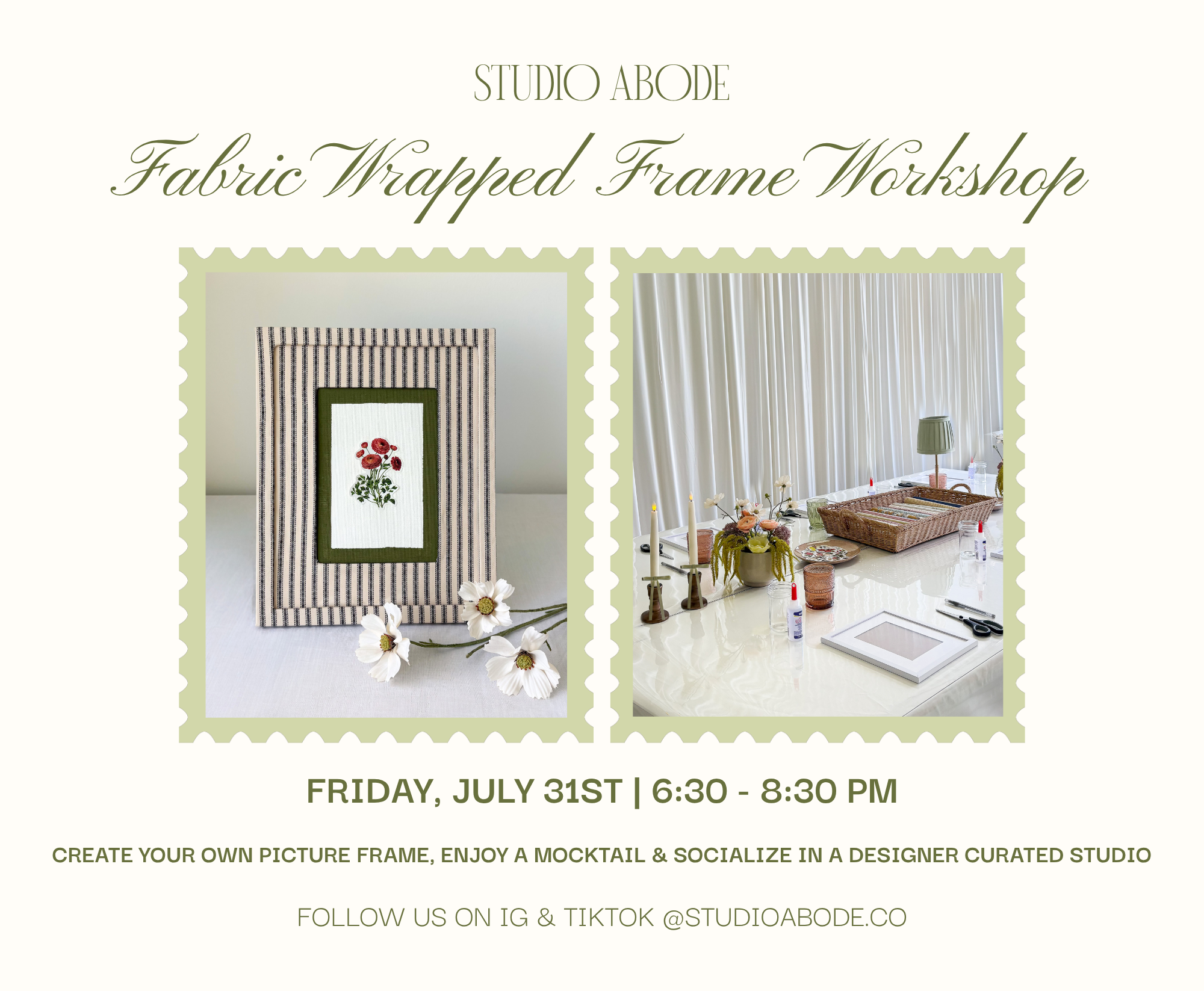 Fabric Wrapped Frame Workshop at Studio Abode