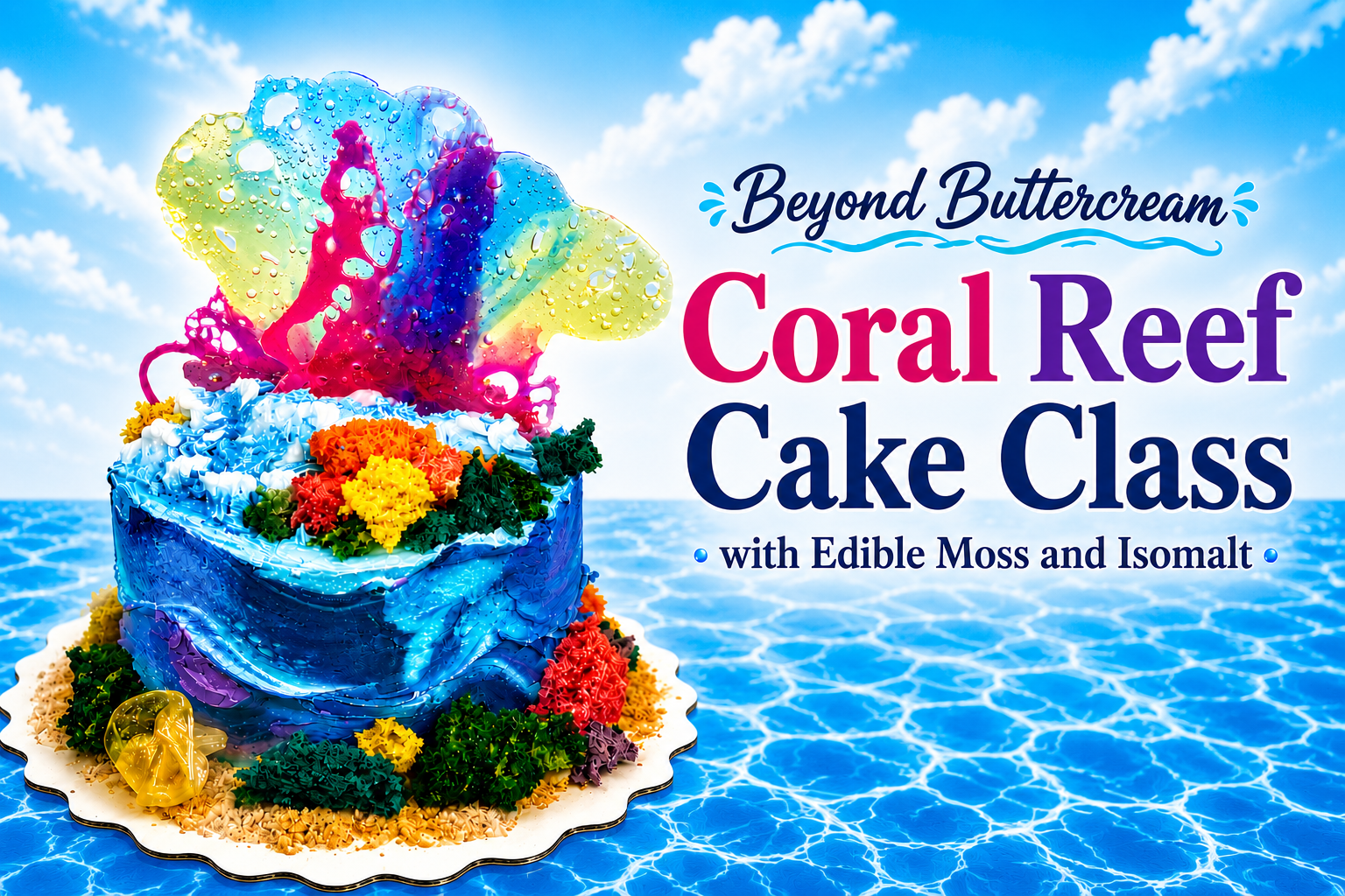 Beyond Buttercream: Coral Reef Cake Decorating with Edible Moss & Isomalt