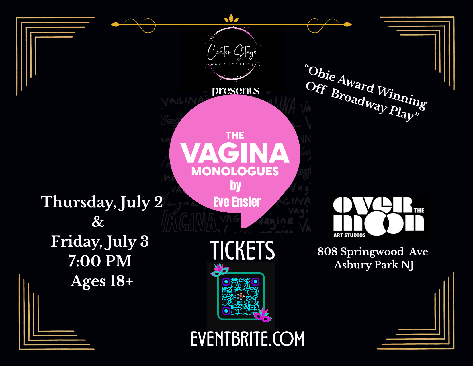Entertainment at Center Stage Productions: “The Vagina Monologues” by Eve Ensler