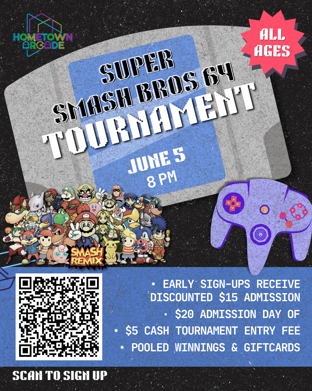 Super Smash Bros. 64 Tournament at Hometown Arcade