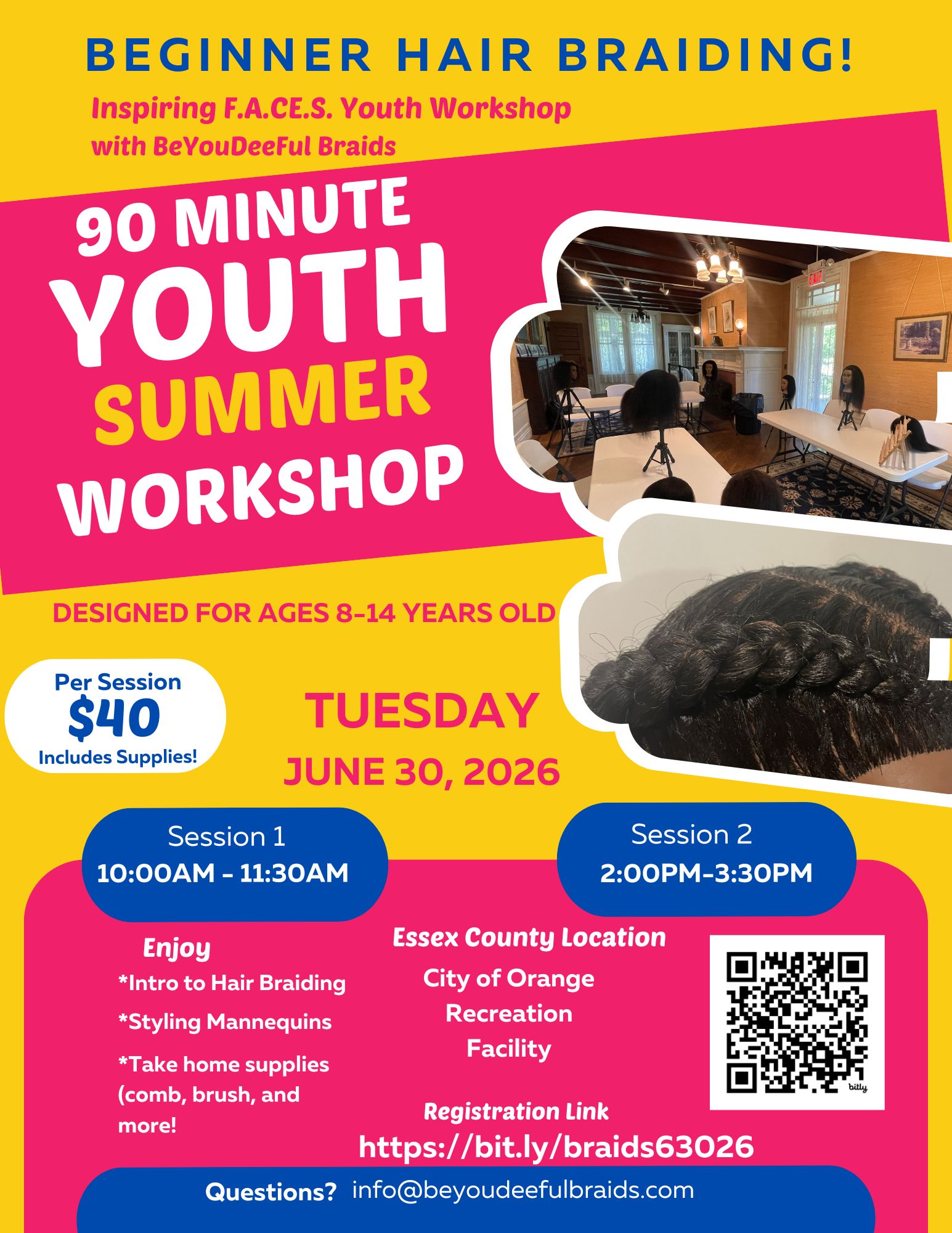 Beginner Hair Braiding Workshop for Youth! Two Sessions Available!