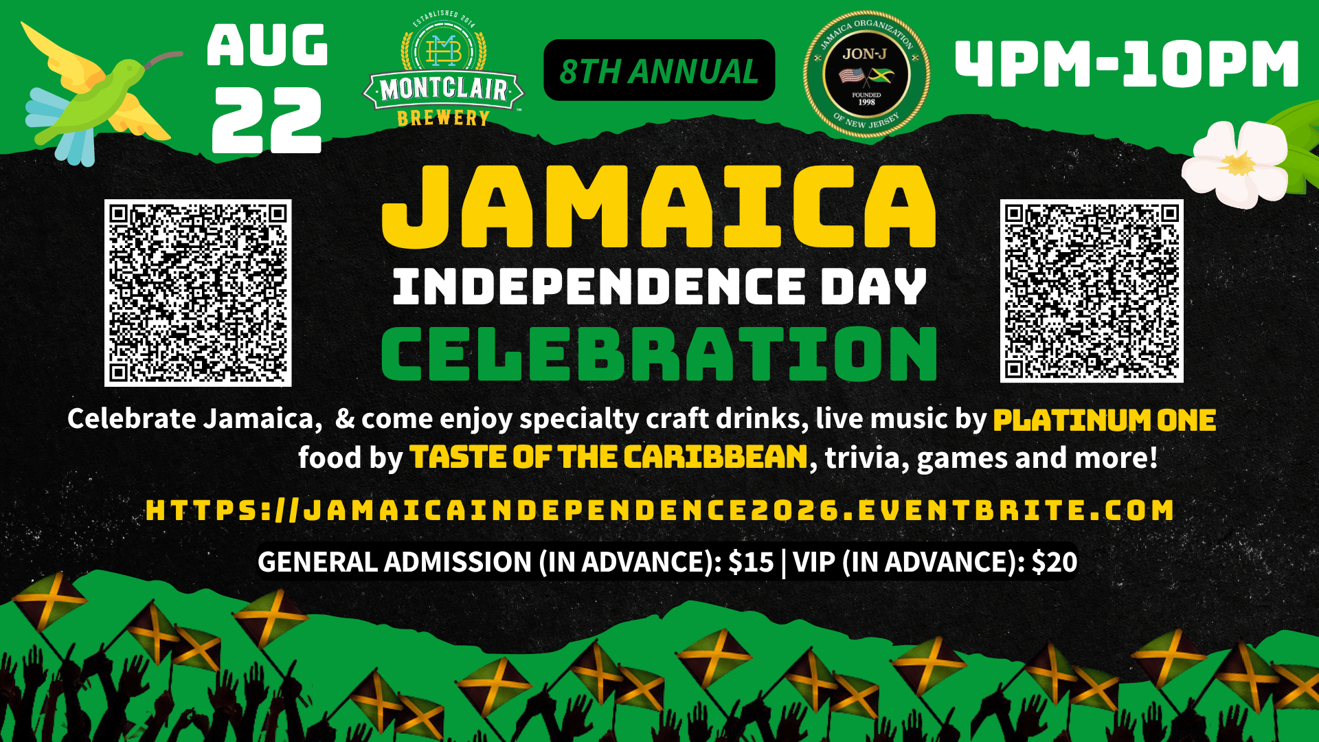 8th Annual Jamaica Independence Day Celebration at Montclair Brewery
