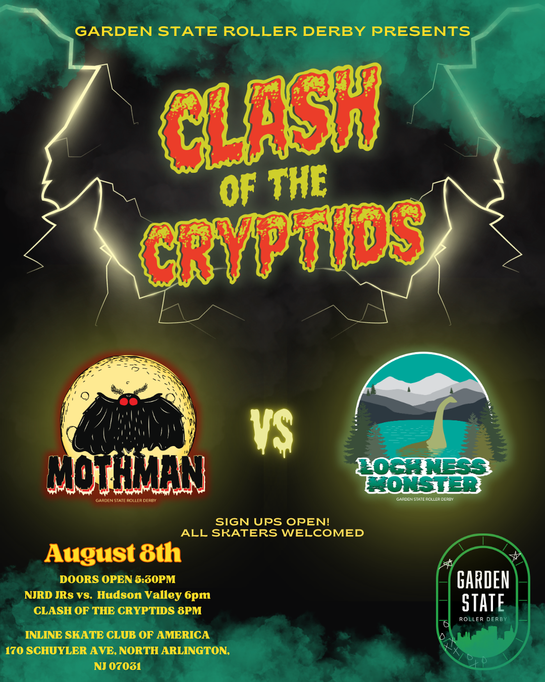 Garden State Roller Derby CLASH OF THE CRYPTIDS Double Header