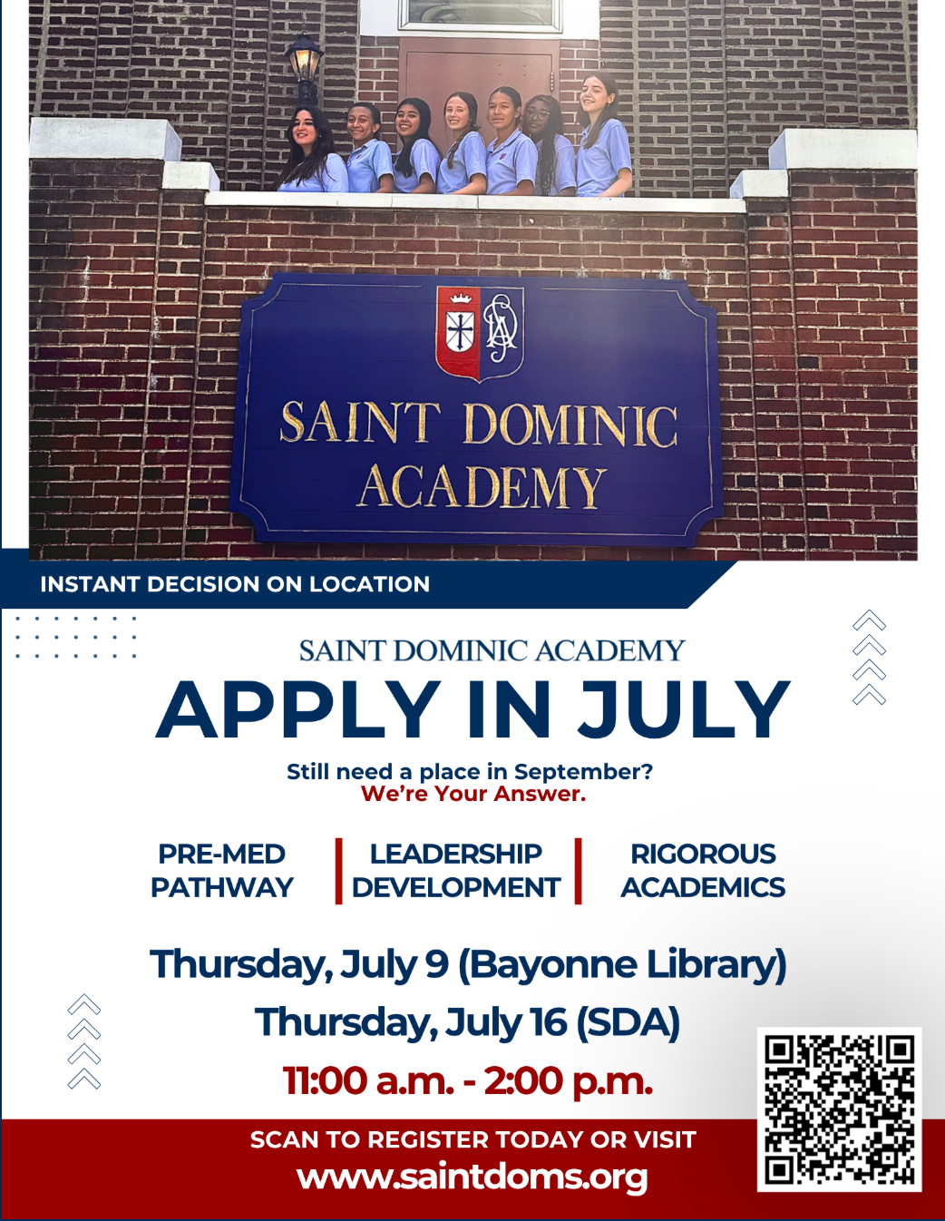Saint Dominic Academy: Apply in July