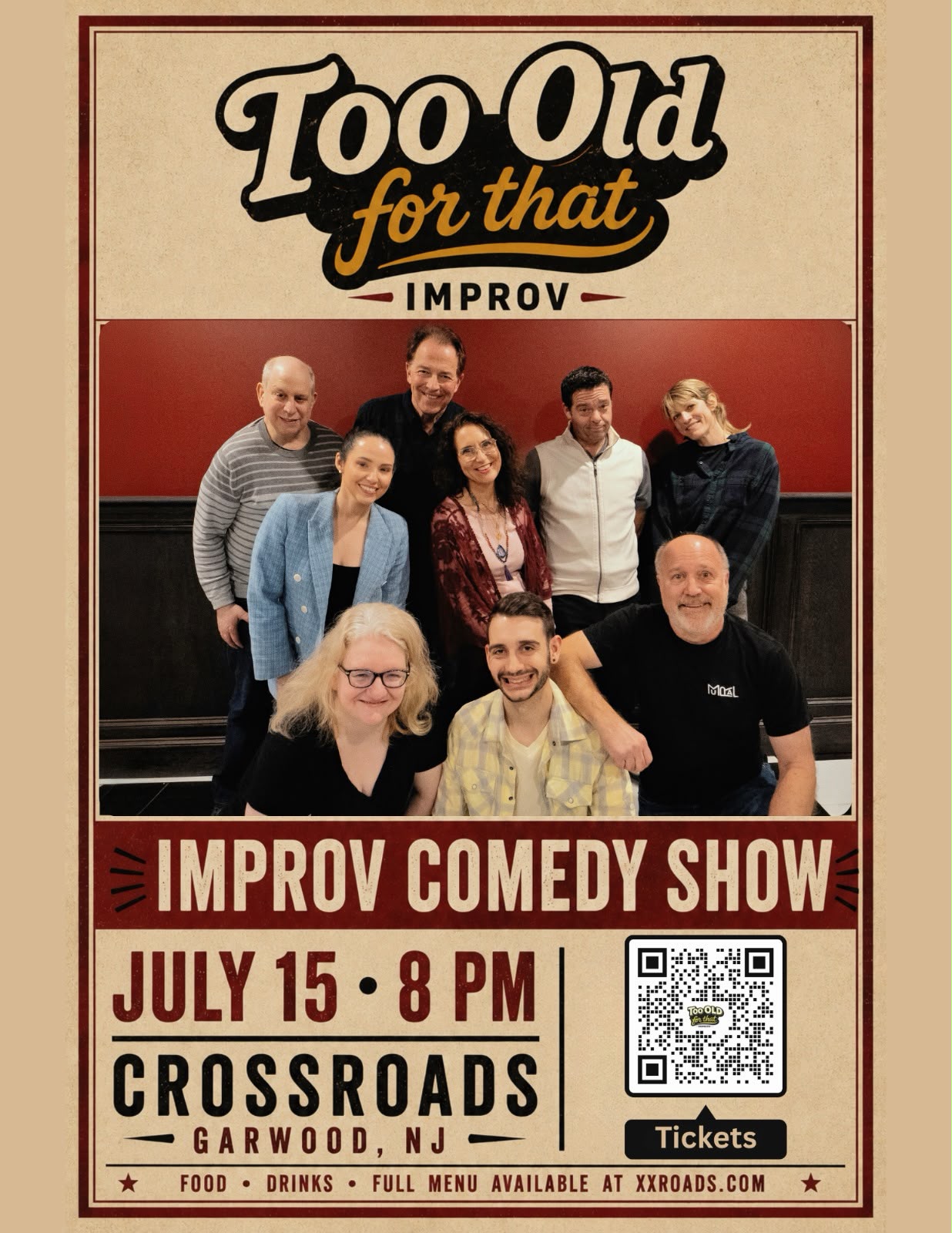 Too Old For That! Live Improv Comedy at Crossroads in Garwood