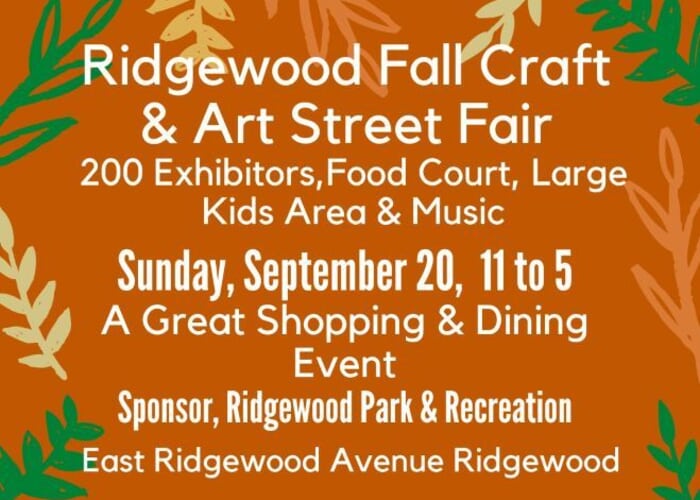 Ridgewood Fall Art & Craft Street Fair, Sun. Sept. 20, Downtown Ridgewood