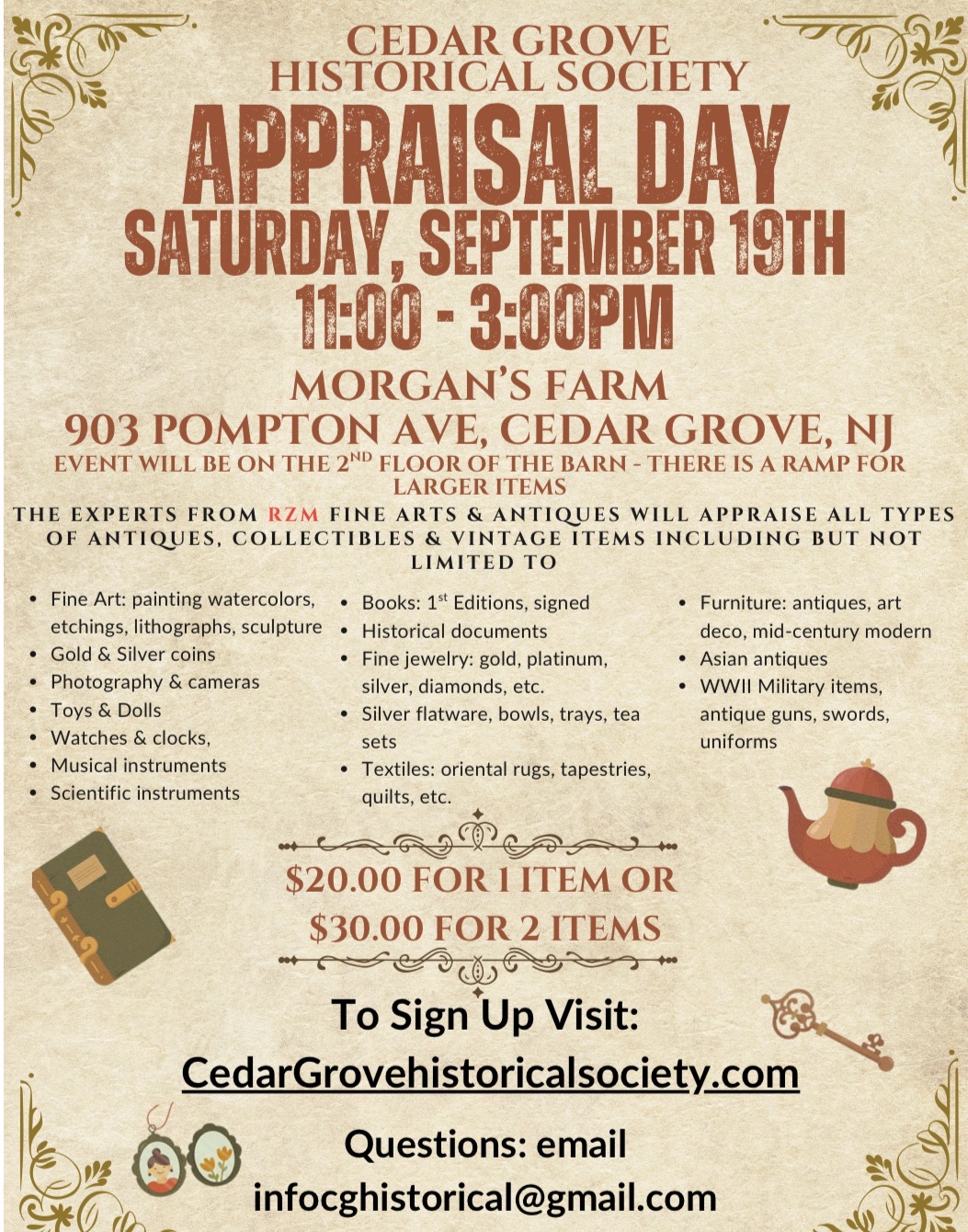 Appraisal Day, Hosted by the Cedar Grove Historical Society