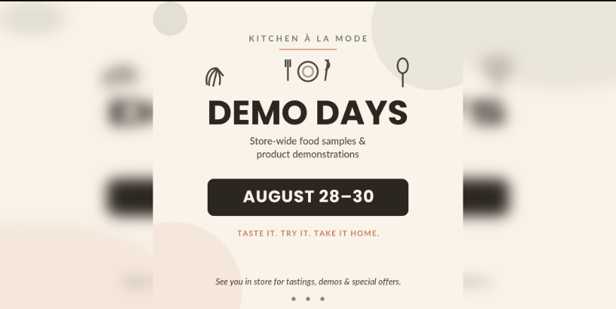 Demo Days August 28th-30th