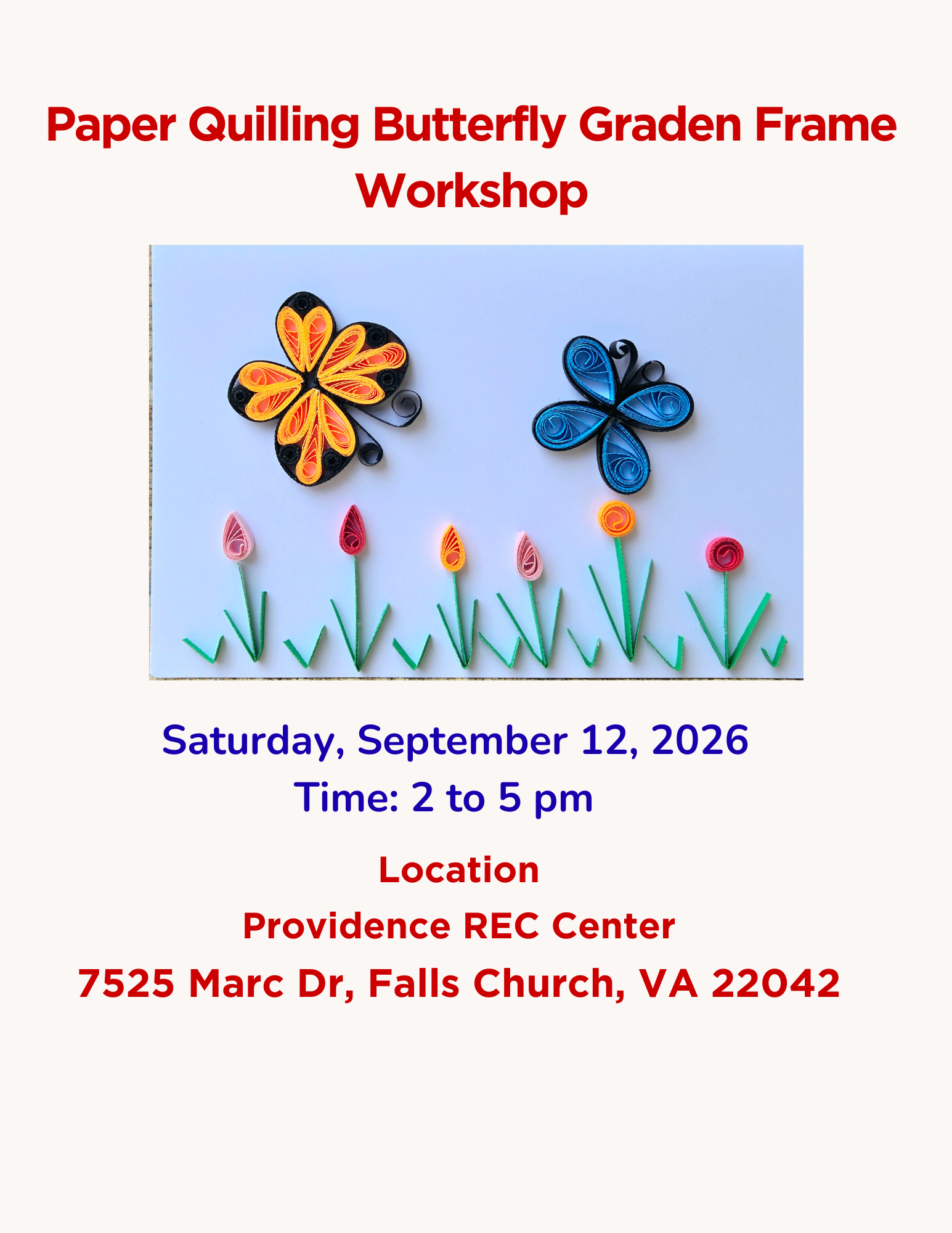 Paper Quilling Butterfly Garden Workshop
