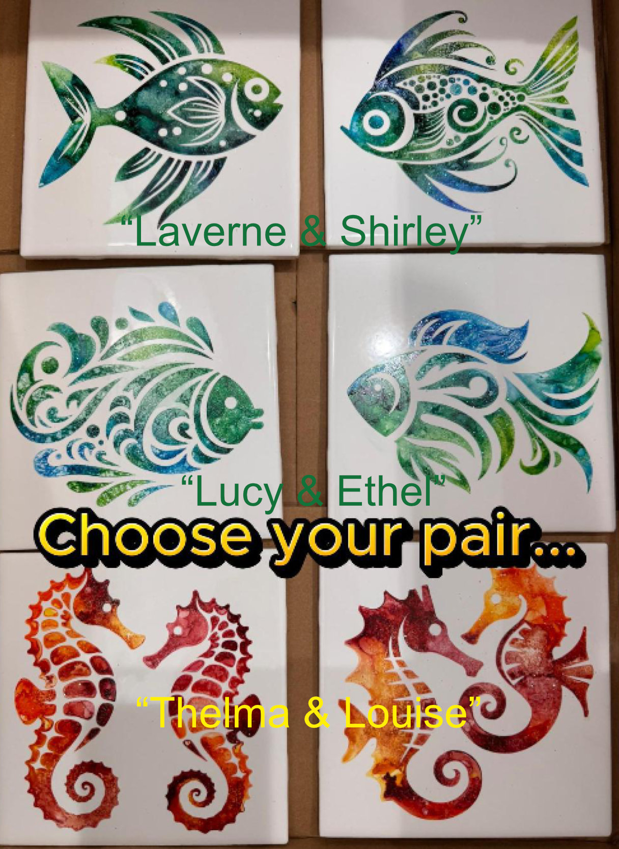 Set of 2 Coastal Tiles