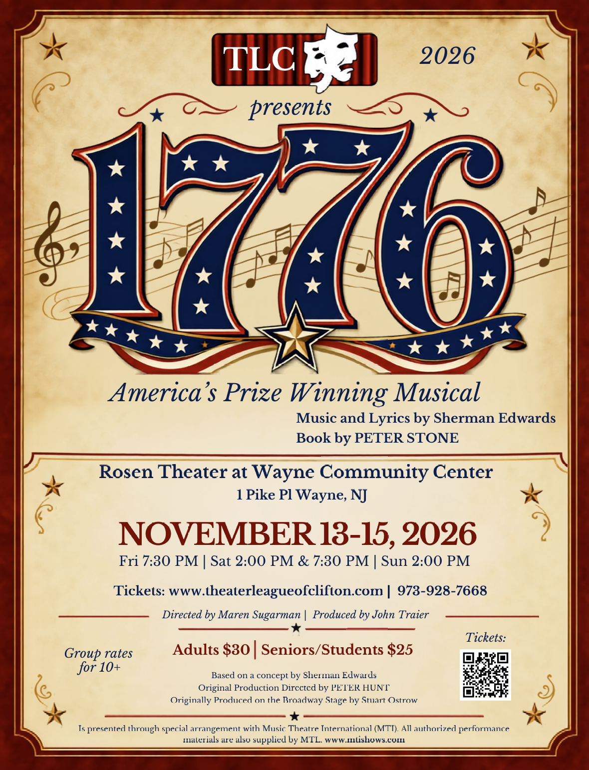 Theater League of Clifton presents “1776”