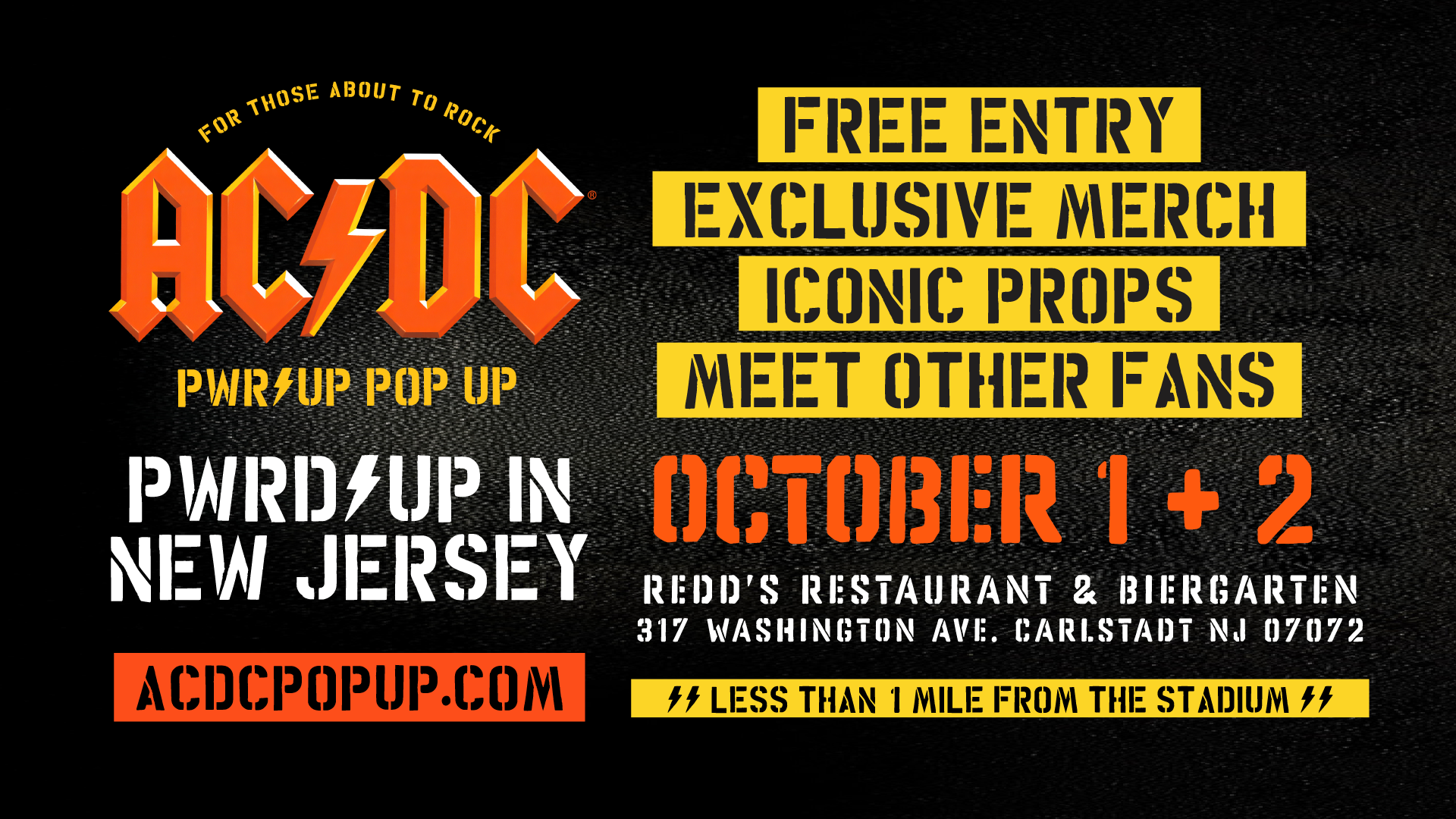 Free AC/DC PWR/UP Pop-Up Near Metlife Stadium