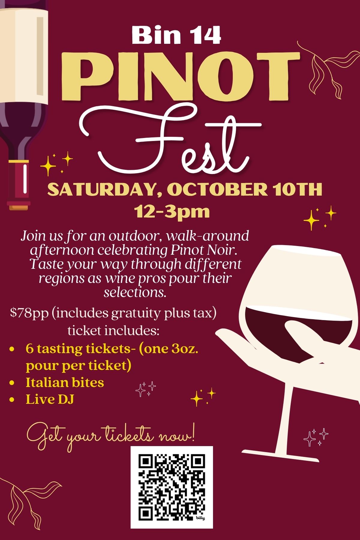 Bin 14 Pinot Fest  Pinot. Bites. Beats.