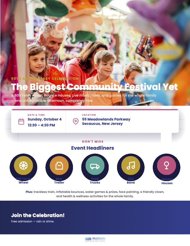 Free community festival at Secaucus University Hospital