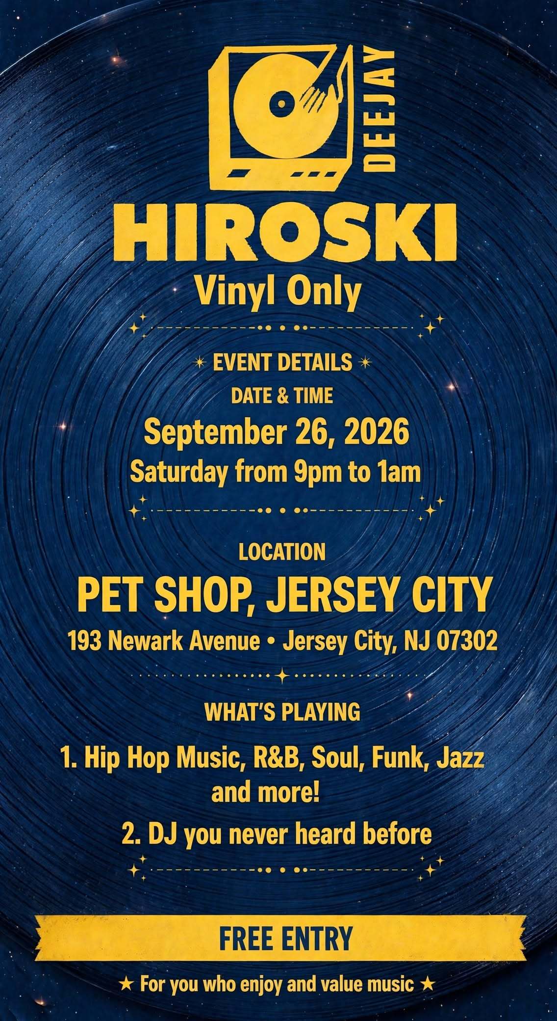 VINYL GROOVE NIGHT AT PET SHOP