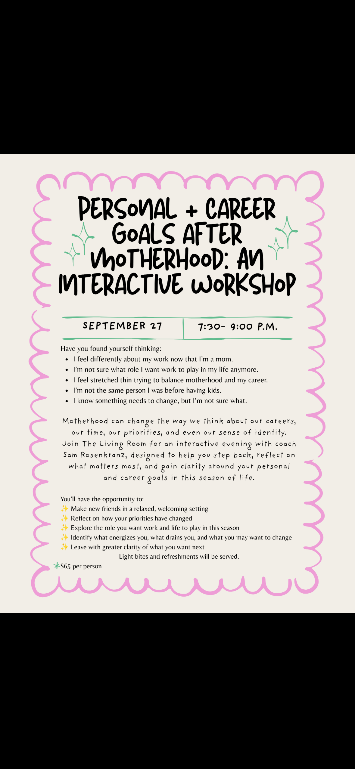 Personal and career goals after motherhood- an interactive workshop