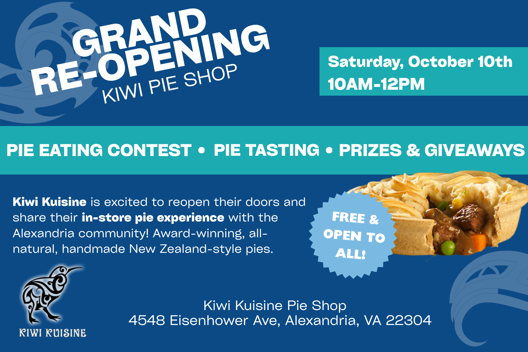 Kiwi Kuisine Pie Shop Grand Re-Opening