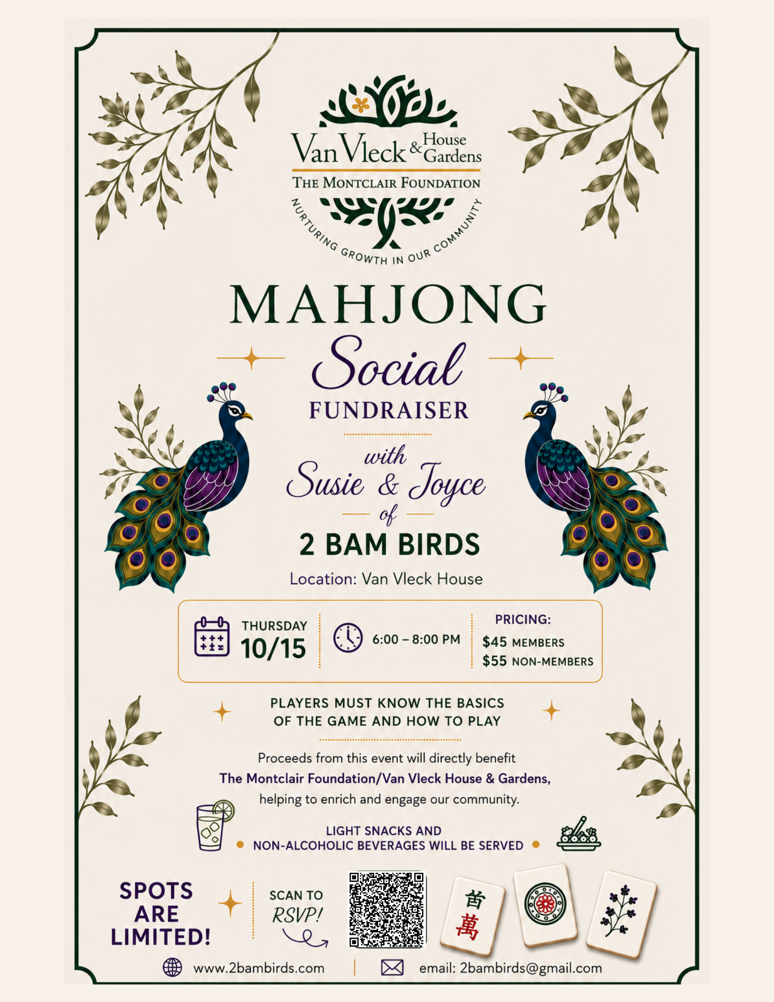 Van Vleck Mahjong Fundraiser on Oct 15