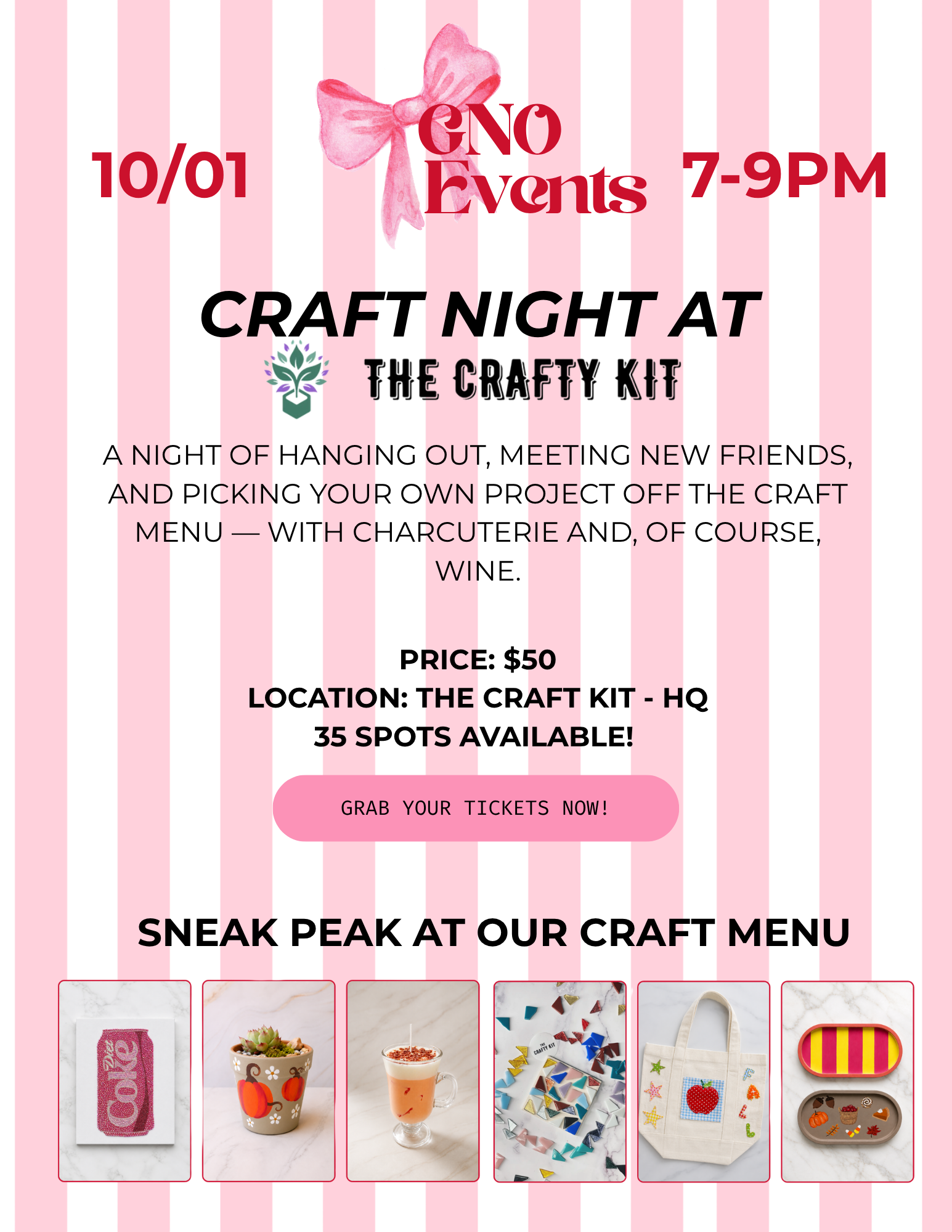 GNO Craft Night: Crafts, Charcuterie & Wine in Westwood!