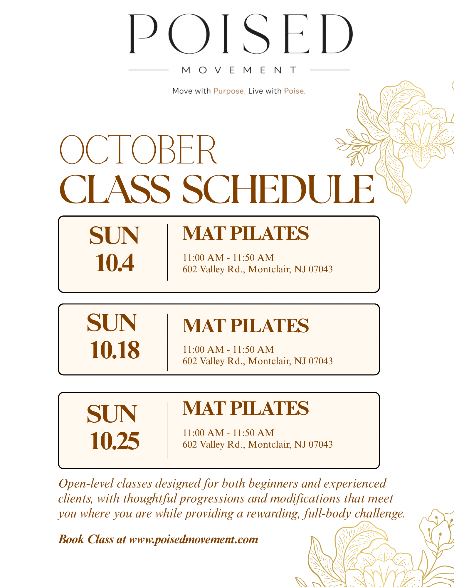 Poised Movement May Pilates Classes