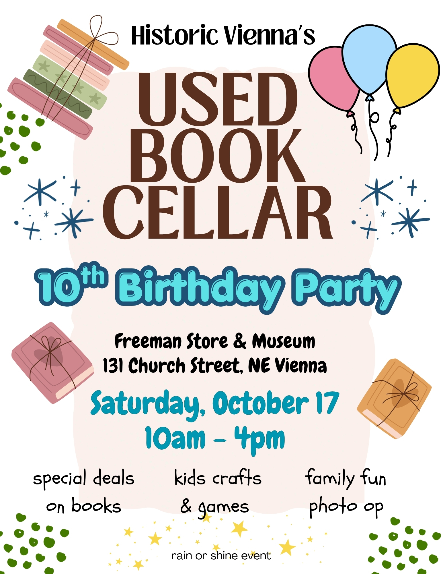 Freeman Store’s Used Book Cellar 10th birthday celebration