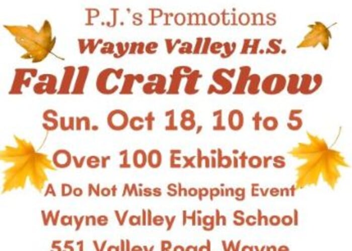 Wayne Valley H.S. Fall Craft Show, Sunday, October, 18,  Wayne, NJ