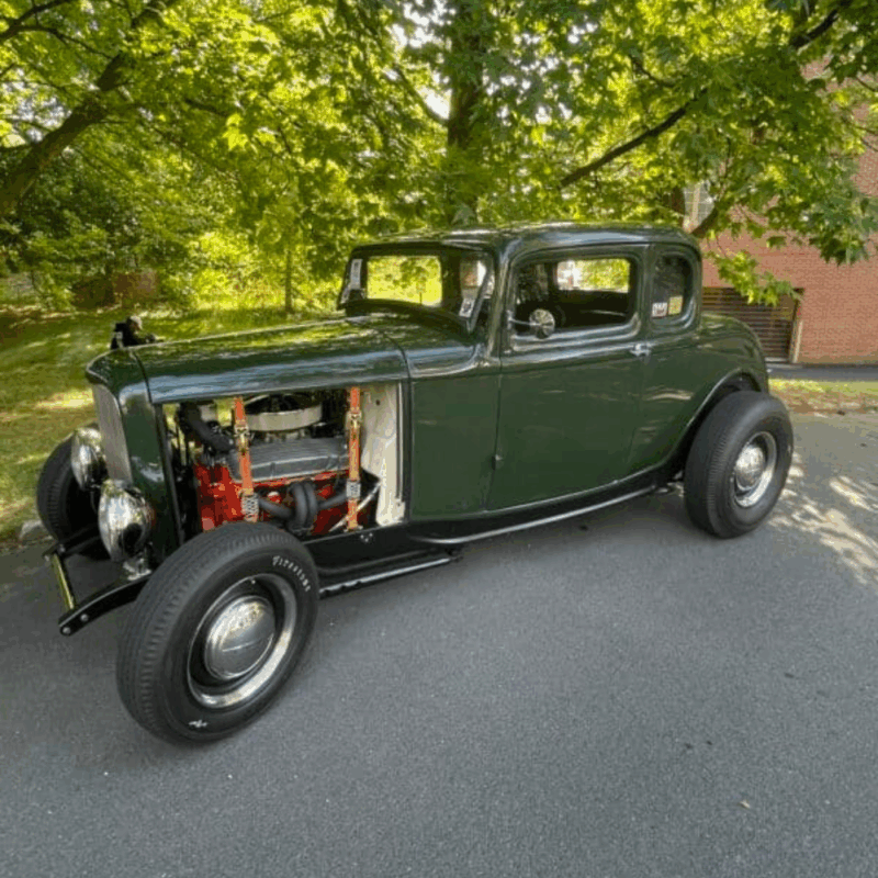 a vintage car at the great falls cars and coffee event