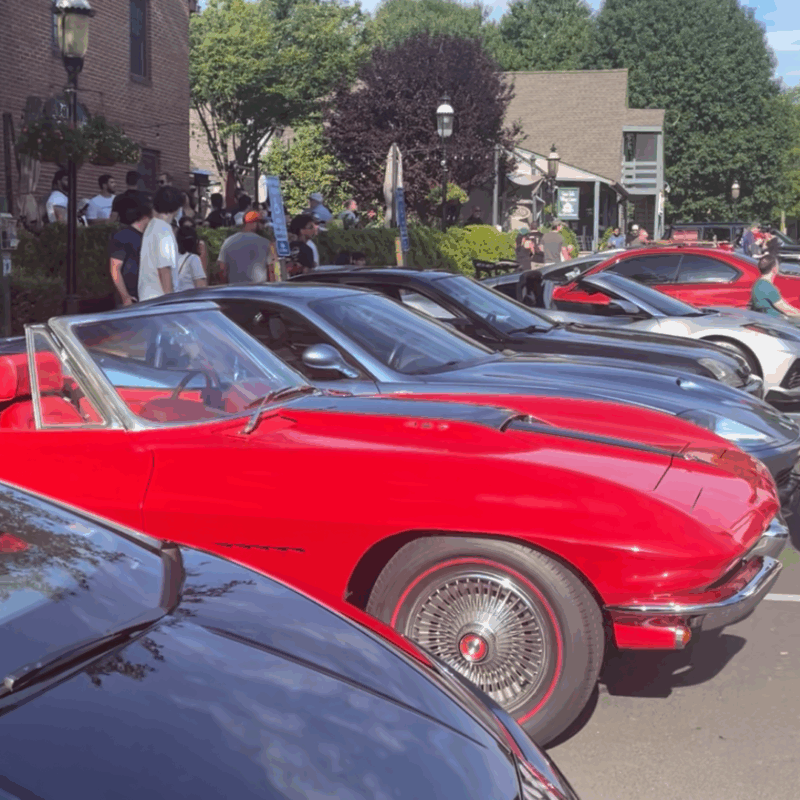 cars in a row at cars and coffee in great falls va