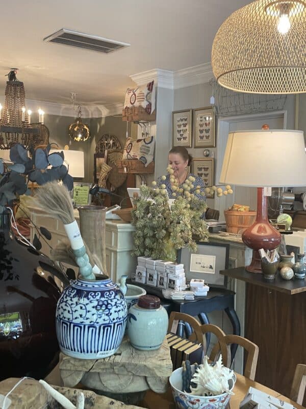 interior shot of the pear tree cottage with owner Jennie in the background