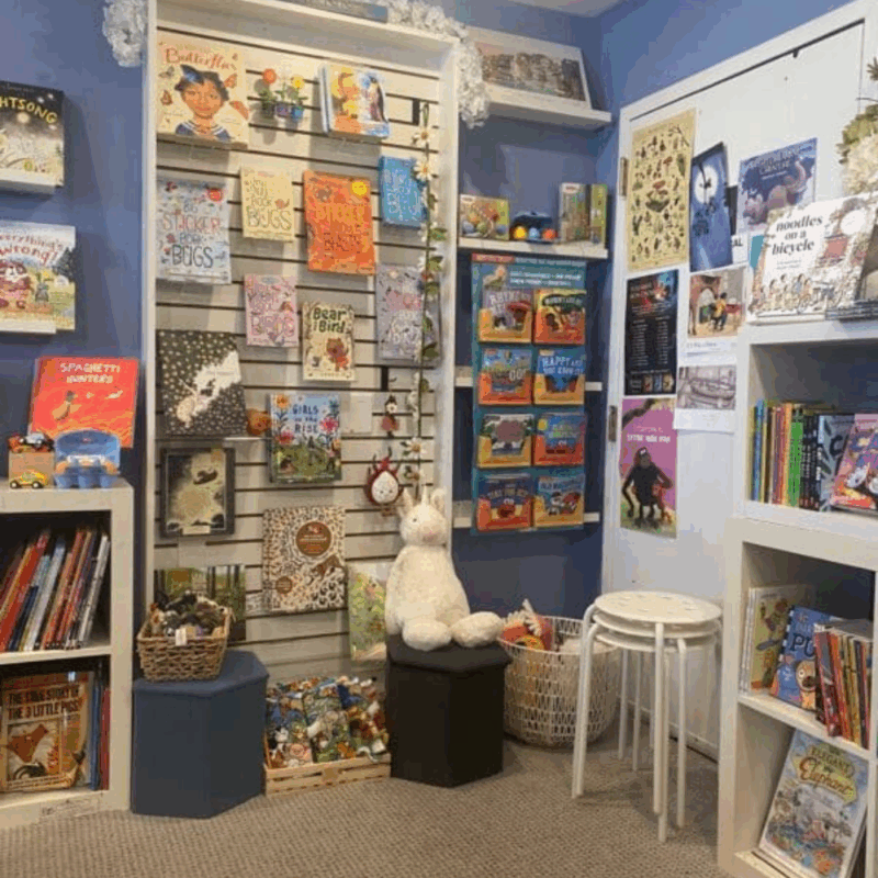 books on display at bards alley 