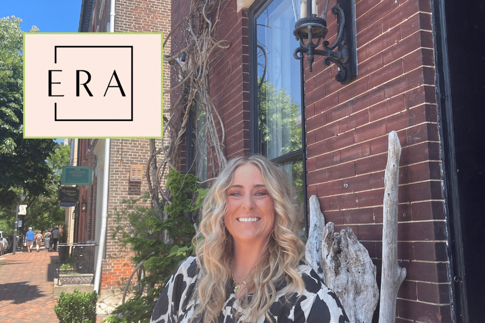 hattie, owner of era, outside the shop