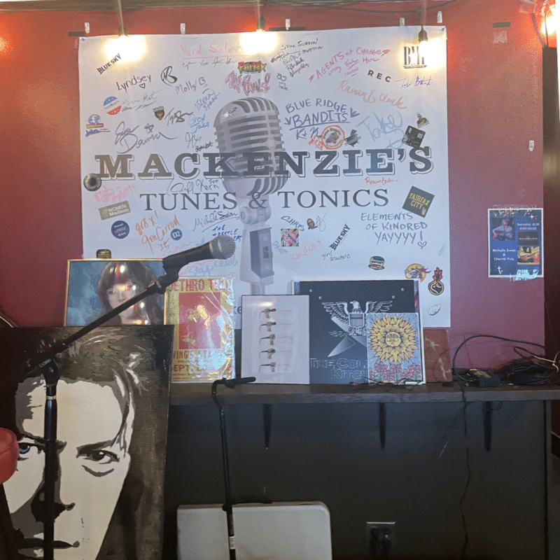 the stage at mackenzie's tunes + tonics in fairfax 