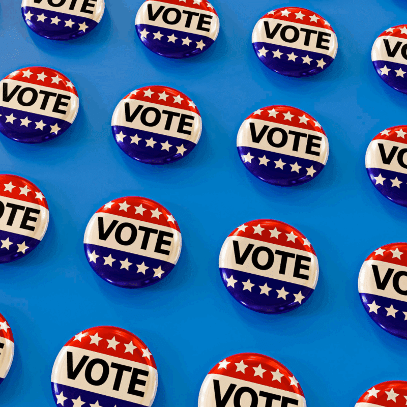 vote buttons on a blue background