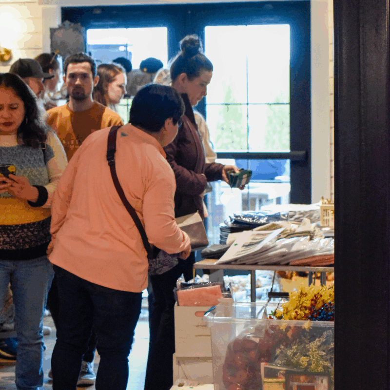 shoppers at the wedding yard sale 