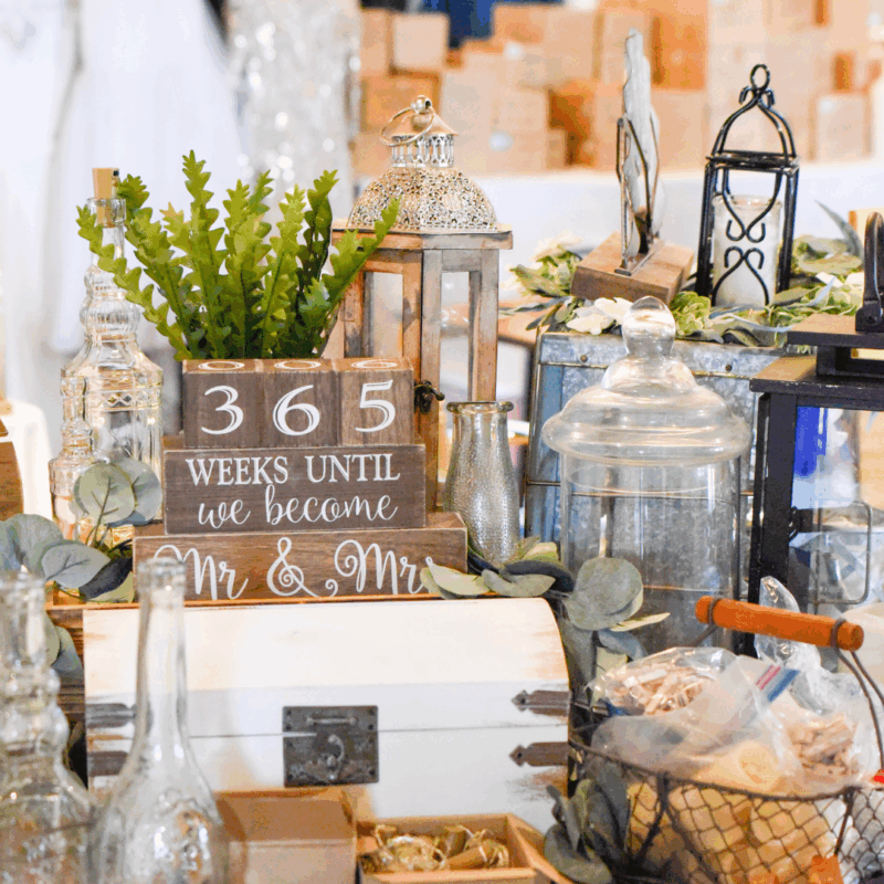 items for sale at the wedding yard sale 