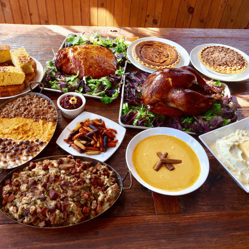 thanksgiving spread at smokecraft