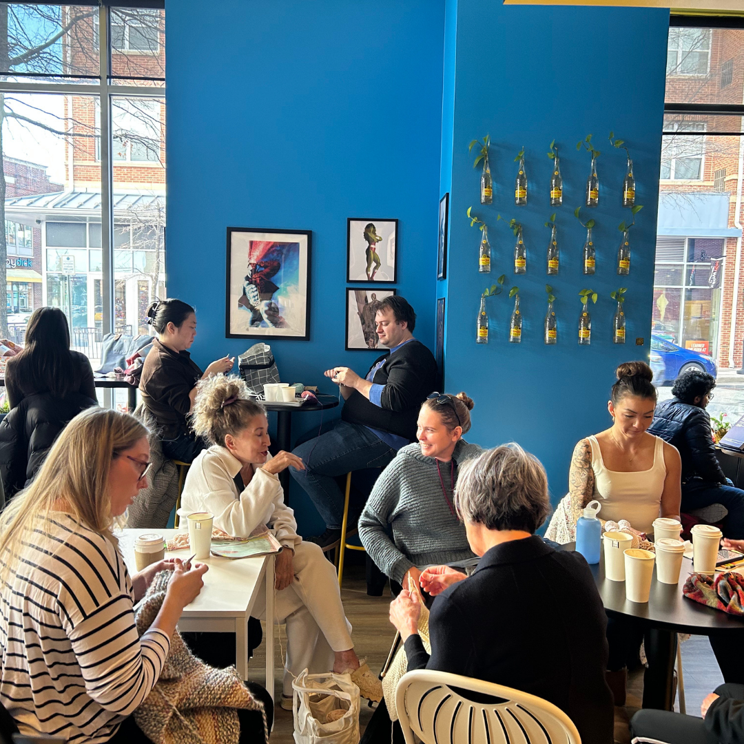 a knitting group at meanwhile...coffee 