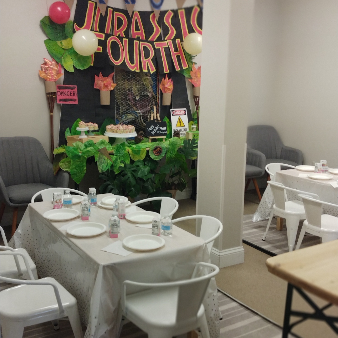 a birthday party setup at the toy nest in falls church 