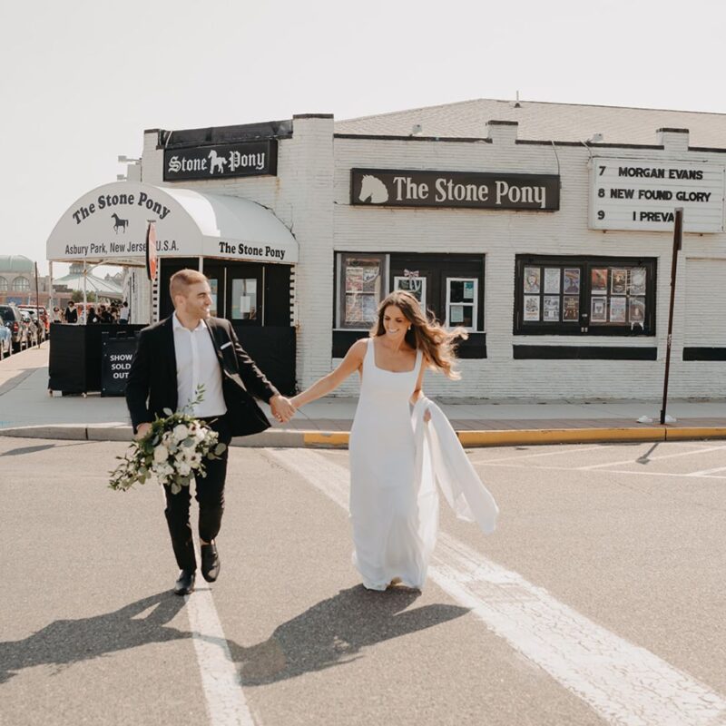 wedding asbury park cross and orange couple